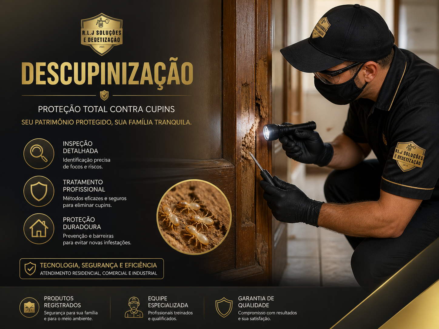 Descupinização com inspeção técnica em madeira contra cupins